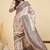 Beige ethnic motifs silk blend designer tussar saree