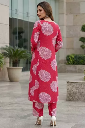 Women fuchsia pink printed  co-ord set for women