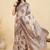 Beige geometric printed silk blend tussar saree