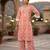 White & peach printed straight co-ords set for women