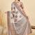 Beige geometric printed silk blend tussar saree