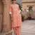 White & peach printed straight co-ords set for women