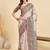 Beige ethnic motifs printed tussar saree