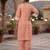 White & peach printed straight co-ords set for women