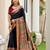 Navy blue navy blue soft silk siroski work saree with contrast blouse piece