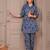 Navy blue printed cotton co-ord set for women