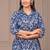 Navy blue printed cotton co-ord set for women