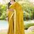 Mustard mustard moss crepe viscose zari border saree with contrast blouse piece
