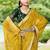 Mustard mustard moss crepe viscose zari border saree with contrast blouse piece