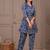 Navy blue printed cotton co-ord set for women