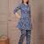 Navy blue printed cotton co-ord set for women