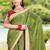 Green green moss crepe viscose zari border saree with contrast blouse piece