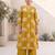 Yellow printed straight co-ords set for women