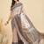 Beige ethnic motifs silk blend designer tussar saree