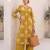 Yellow printed straight co-ords set for women