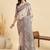 Beige ethnic motifs silk blend designer tussar saree