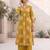 Yellow printed straight co-ords set for women
