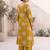 Yellow printed straight co-ords set for women