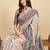 Beige ethnic motifs silk blend designer tussar saree
