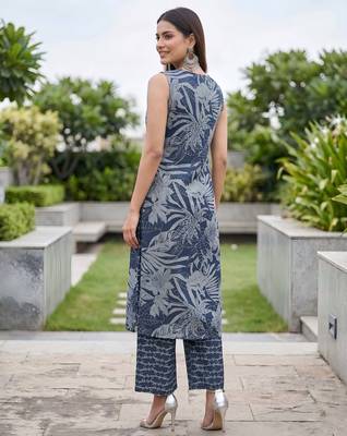 Blue floral printed co-ord set for women 3