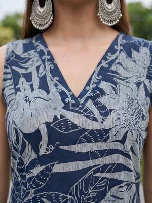 Blue floral printed co-ord set for women 4