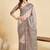 Beige floral printed tussar saree