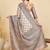 Beige floral printed tussar saree