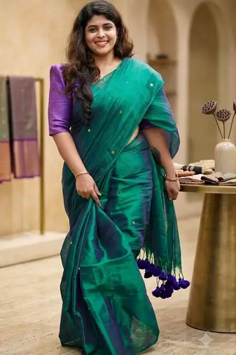 Teal tissue saree