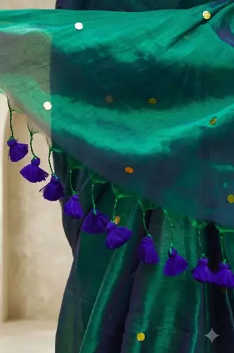 Teal tissue saree