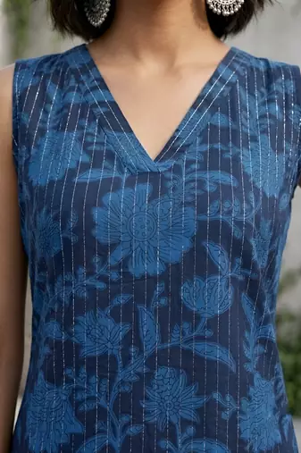 Blue floral printed co-ord set for women