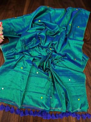 Teal tissue saree 4