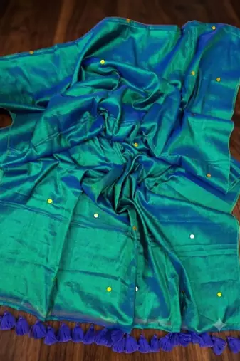 Teal tissue saree