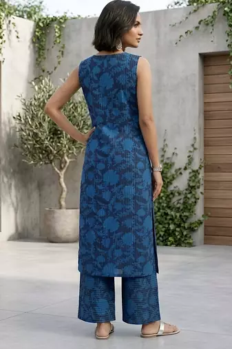 Blue floral printed co-ord set for women