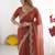 Maroon embellished embroidered poly georgette heavy work saree