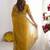 Yellow embellished beads and stones poly georgette heavy work saree