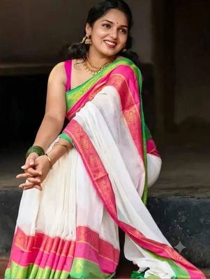 White pure cotton khadi saree 2