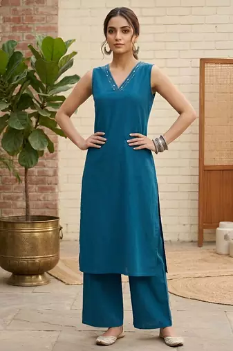 Teal blue co-ord set for women