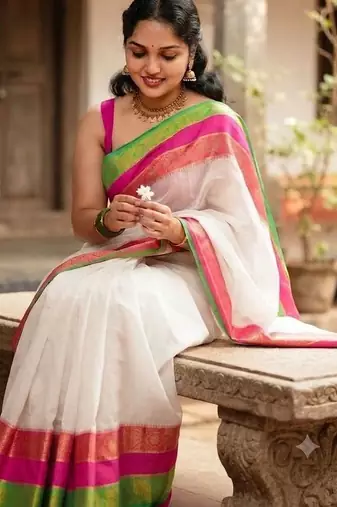 White pure cotton khadi saree