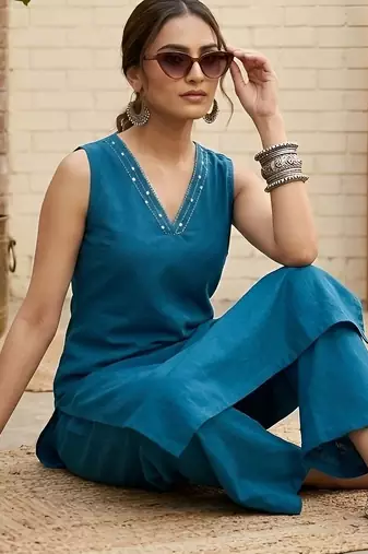 Teal blue co-ord set for women