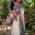 Off white zari pure cotton khadi saree