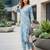 Blue printed straight co-ords set for women