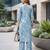 Blue printed straight co-ords set for women