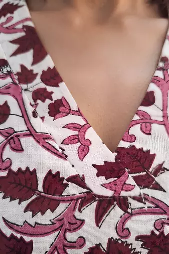 White & wine printed co-ord set for women