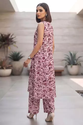 White & wine printed co-ord set for women