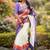 Off white zari pure cotton khadi saree