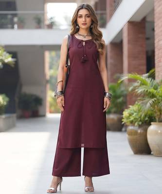 Burgundy solid co-ord set for women 3