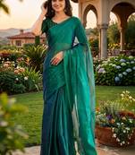 Teal tissue saree