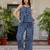 Women navy blue printed co-ord set