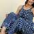 Women navy blue printed co-ord set