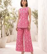 Pink printed co-ord set for women